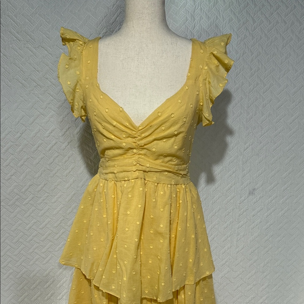 Lulu's Sunny Yellow Tiered Midi Dress - Picture 2 of 4